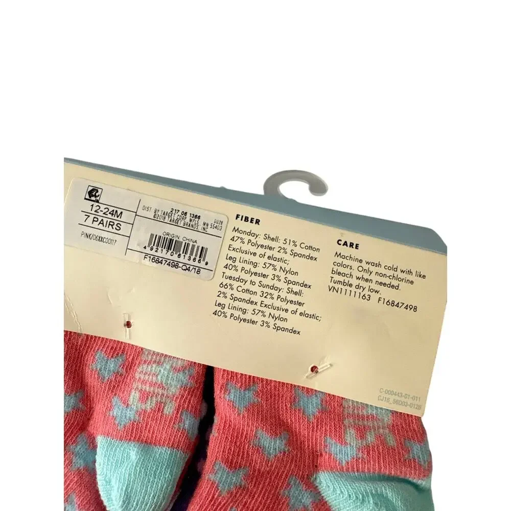 Cat & Jack Girls Low-Cut Socks Colorful 7 Pairs, Size 12-24 Months